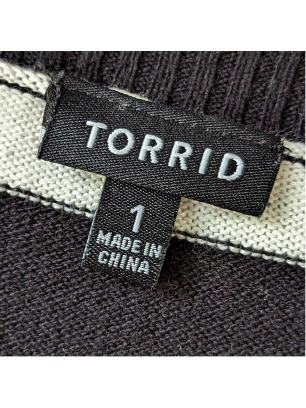 Torrid Stripe Pullover Sweater Quilted Heart Sz 1X - Picture 6 of 8